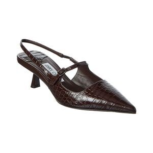 Jimmy Choo Didi 45 Croc-Embossed Leather Slingback Pump, Brown